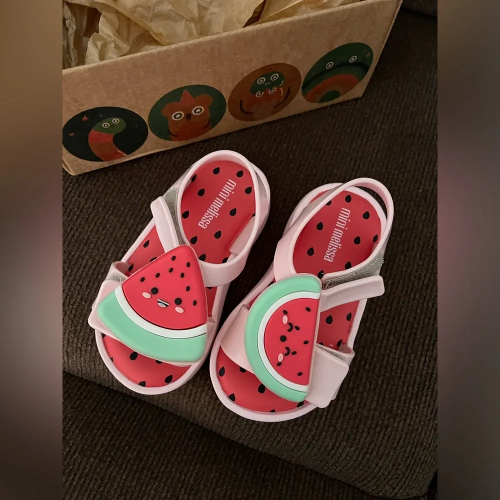 NWT MINI MELISSA Mini Jump Fruitland Watermelon Baby Sandals Size 7T - Picture 8 of 9